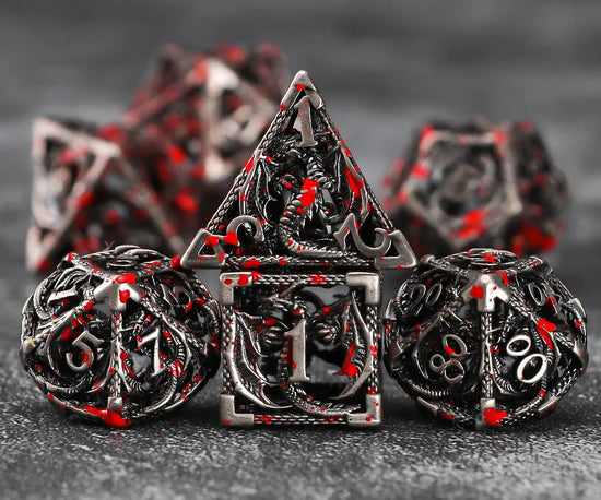 7-Piece Hollow Dragon Metal Dice Set – Intricately Carved Polyhedral Dice for D&D, Pathfinder & RPG Tabletop Games Gamers Guild