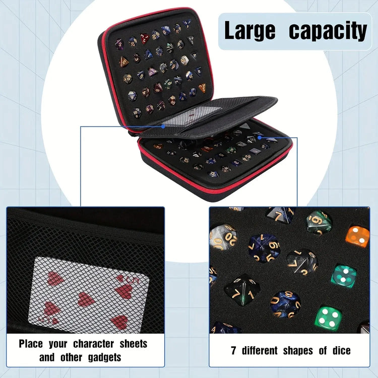 Hard Dice Carrying Case – 70-Slot Storage Bag with Partition for Dungeons & Dragons, RPG & Board Game Accessories Gamers Guild