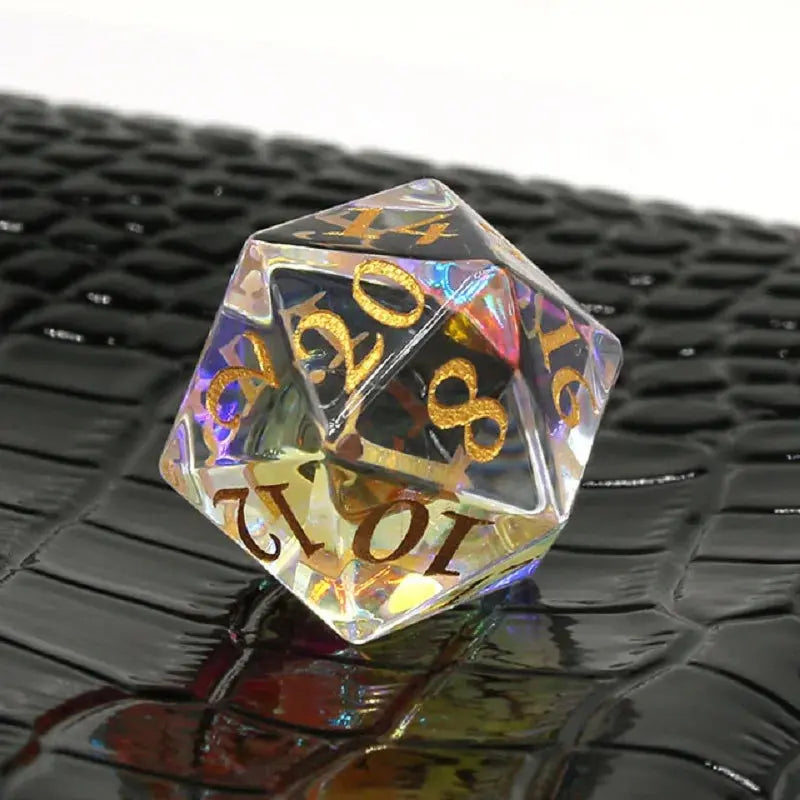 7-Piece Crystal Glass Polyhedral Dice Set – Transparent DND Dice for Dungeons & Dragons, RPG & Board Games Gamers Guild