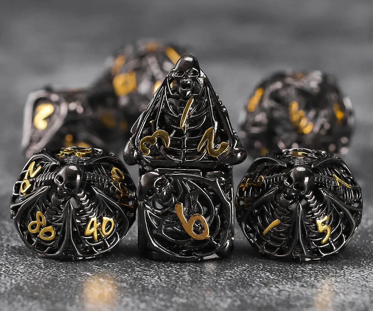 7-Piece Hollow Dragon Metal Dice Set – Intricately Carved Polyhedral Dice for D&D, Pathfinder & RPG Tabletop Games Gamers Guild