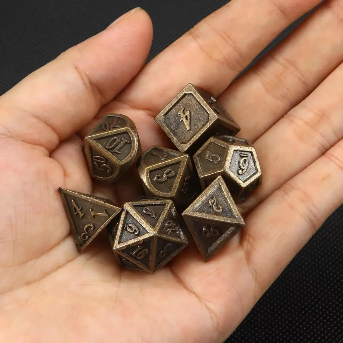 7-Piece Bronze Metal Polyhedral Dice Set – Durable RPG Dice for Dungeons & Dragons, MTG & Tabletop Games Gamers Guild