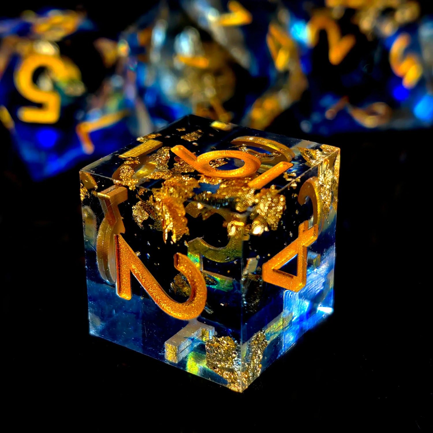 7-Piece Light Blue Resin Polyhedral Dice Set – Gold Numbered DND Dice for RPG & Tabletop Games Gamers Guild