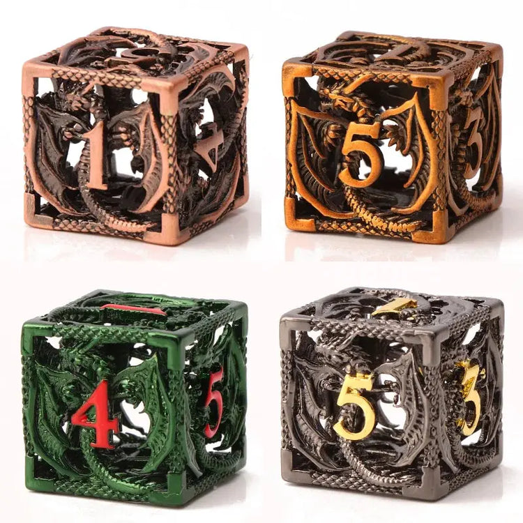 7-Piece Hollow Dragon Metal Dice Set – Intricately Carved Polyhedral Dice for Dungeons & Dragons, Pathfinder & RPG Tabletop Games Gamers Guild