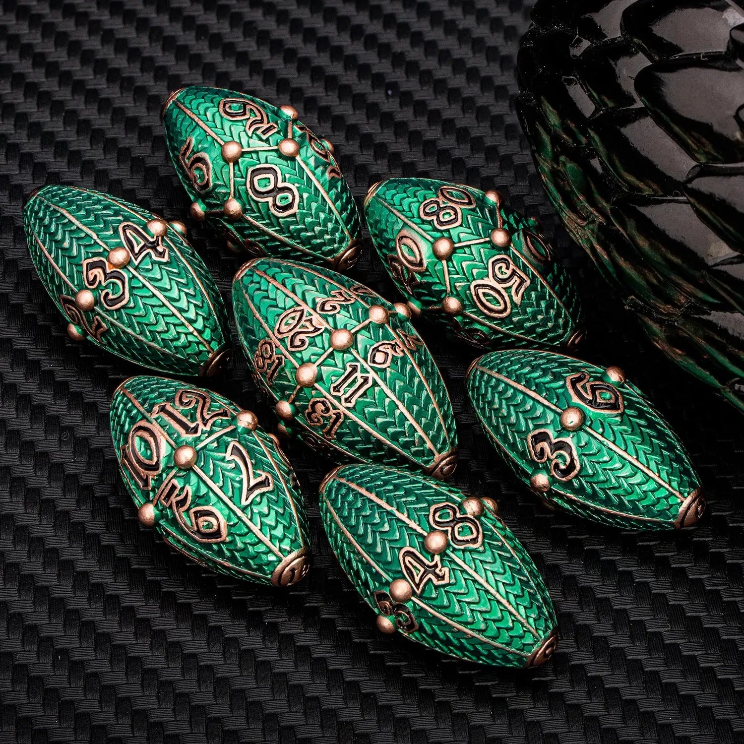 ARUOHHA Copper Purple Dragon Egg Dice Set – Metal Polyhedral Dice with Rotating Shell for D&D, Pathfinder & RPGs Gamers Guild