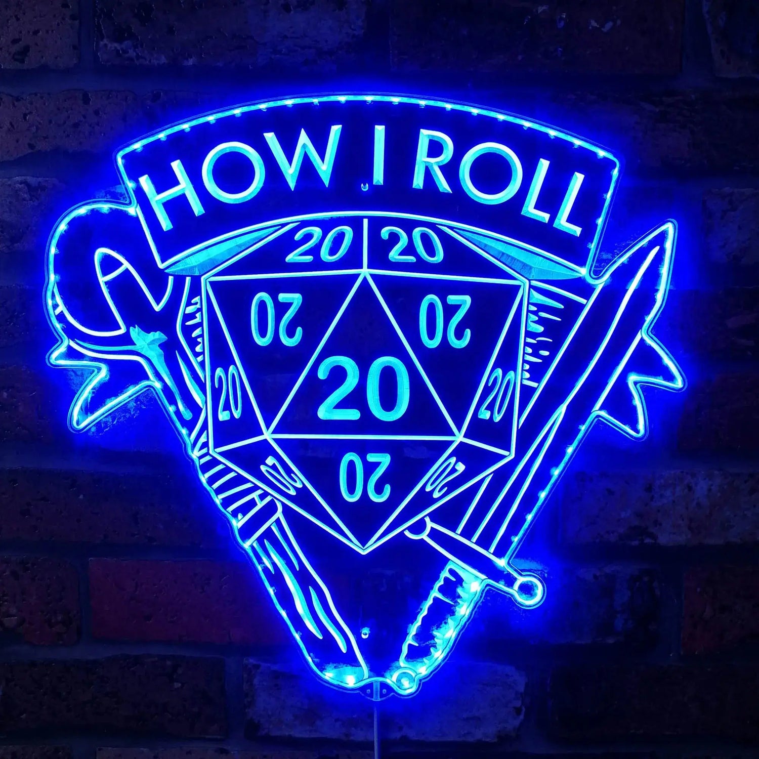 "How I Roll" DND Neon LED Sign – Edge-Lit Acrylic Gamer Light with Bluetooth Control  Game Room Decor for RPG Fans Gamers Guild
