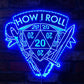 "How I Roll" DND Neon LED Sign – Edge-Lit Acrylic Gamer Light with Bluetooth Control  Game Room Decor for RPG Fans Gamers Guild