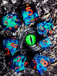7-Piece Sharp Edge Resin Dice Set – Green Transparent Base with Copper Numbers for D&D & Tabletop RPGs Gamers Guild