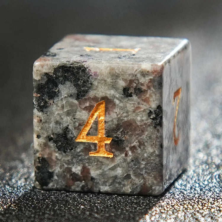 Flame Stone Volcanic Dice Set – 7Pcs UV-Reactive Gemstone Polyhedral Dice for DND & RPG Gamers Guild