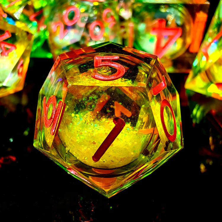 7-Piece Transparent Resin Sharp Edge Dice Set – Handmade Polyhedral Dice for D&D, Pathfinder & RPG Tabletop Games Gamers Guild