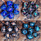 Spinning Dragon Eye Resin Dice Set – 7-Piece Transparent Polyhedral Dice with Blue Text for RPGs Gamers Guild