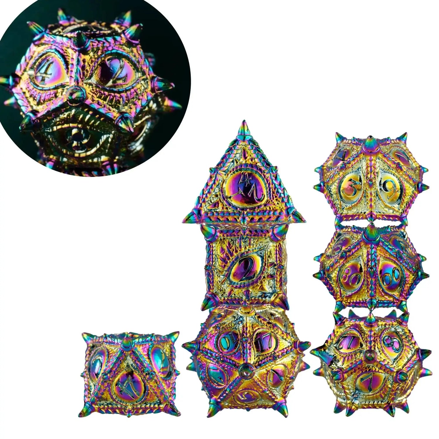 7-Piece Dragon Metal Dice Set – Sharp Edge Polyhedral Dice with Box for D&D, Pathfinder & RPGs Gamers Guild