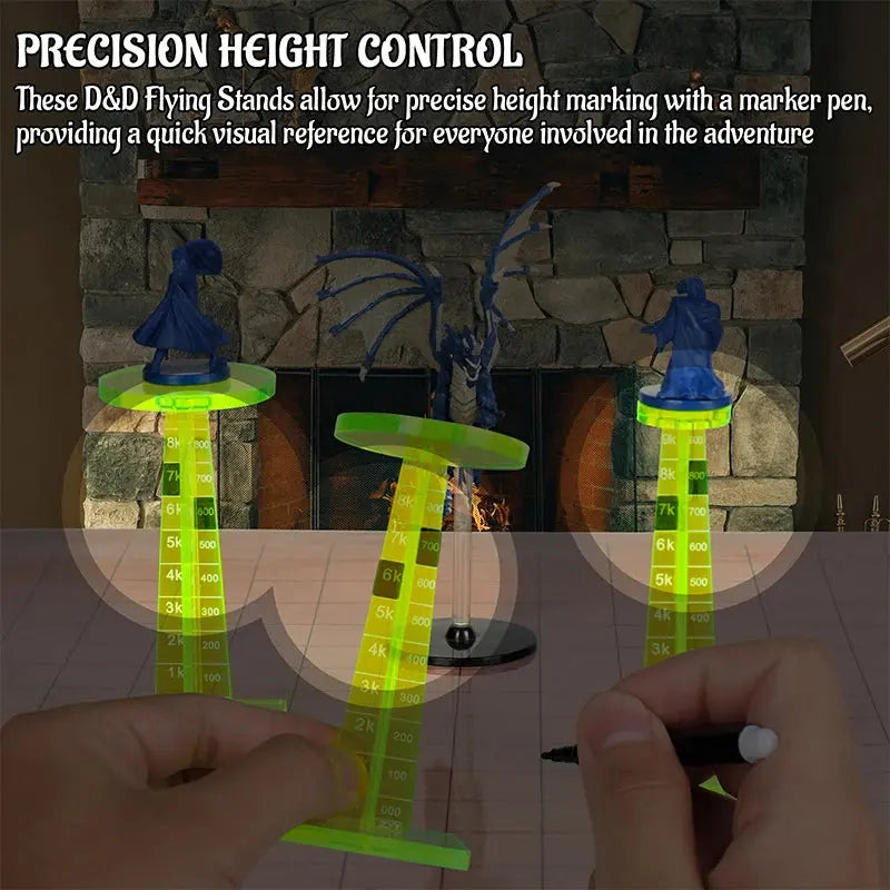 DND Flight Stand Set – 2-Piece Fluorescent Acrylic Combat Risers for Flying Miniatures  Adjustable Height Platforms for RPGs Gamers Guild