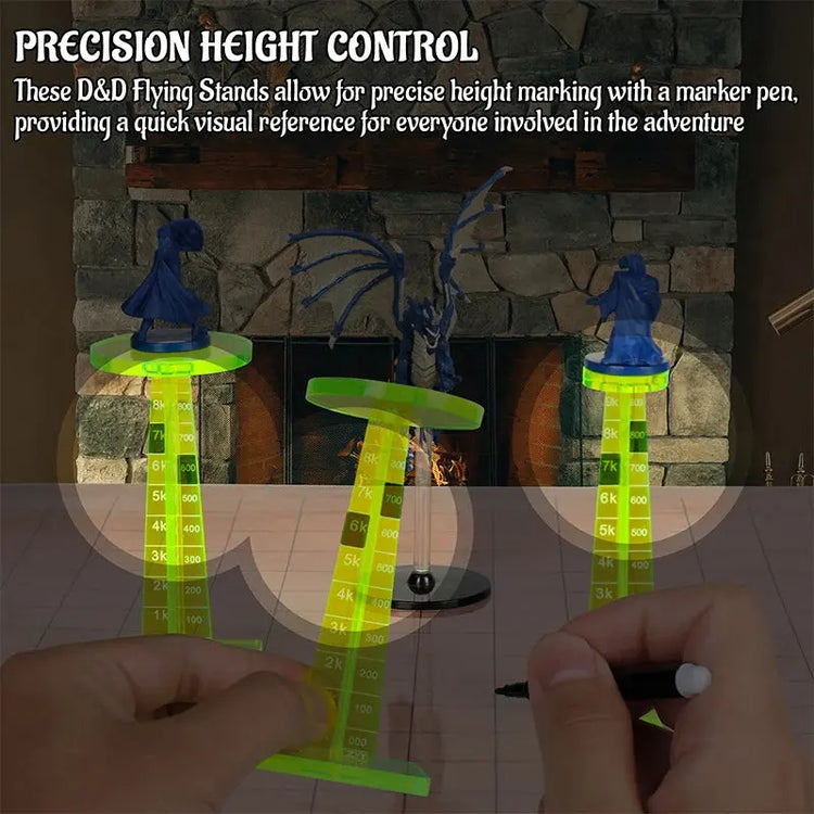 DND Flight Stand Set – 2-Piece Fluorescent Acrylic Combat Risers for Flying Miniatures  Adjustable Height Platforms for RPGs Gamers Guild