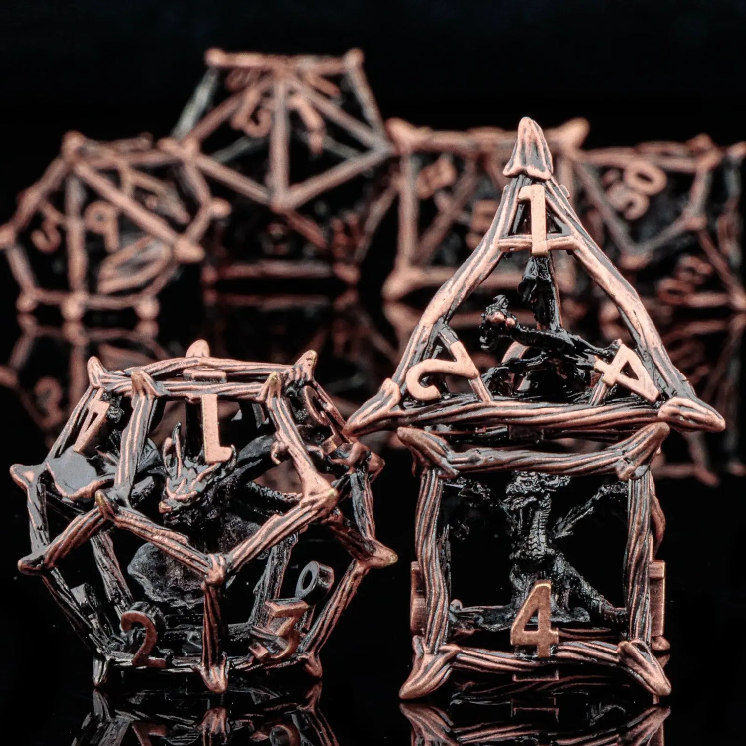 7-Piece Hollow Dragon Metal Dice Set – Intricately Carved Polyhedral Dice for D&D, Pathfinder & RPG Tabletop Games Gamers Guild
