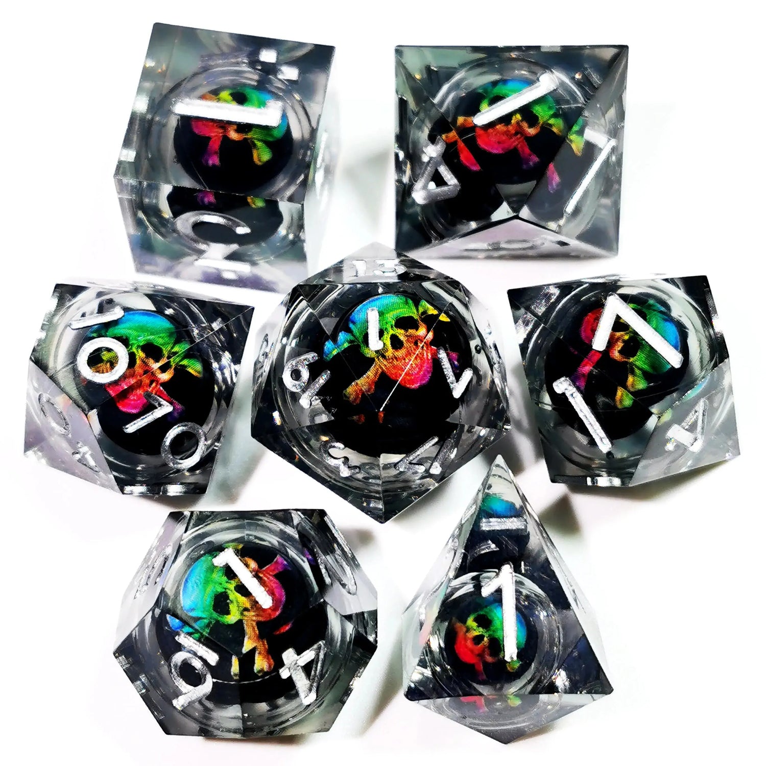 7-Piece Spinning Dragon Eye Resin Dice Set – Sharp Edge Polyhedral Dice for Dungeons & Dragons, Pathfinder & RPG Tabletop Games Gamers Guild