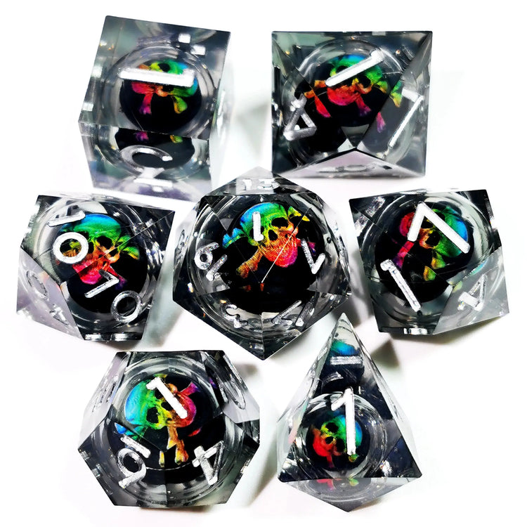 7-Piece Spinning Dragon Eye Resin Dice Set – Sharp Edge Polyhedral Dice for Dungeons & Dragons, Pathfinder & RPG Tabletop Games Gamers Guild