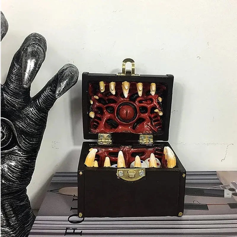 Legendary Mimic Dice Chest – Crimson Chaos Resin Storage Box for DND, Pathfinder & RPG Dice Sets Gamers Guild