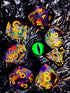 7-Piece Sharp Edge Resin Dice Set – Green Transparent Base with Copper Numbers for D&D & Tabletop RPGs Gamers Guild