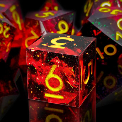Handmade Resin Polyhedral Dice Set for RPG Games