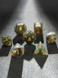 Labradorite Skull Dice Set – 7pc Gemstone Polyhedral Dice with Gold Script for DND & RPG Campaigns Gamers Guild