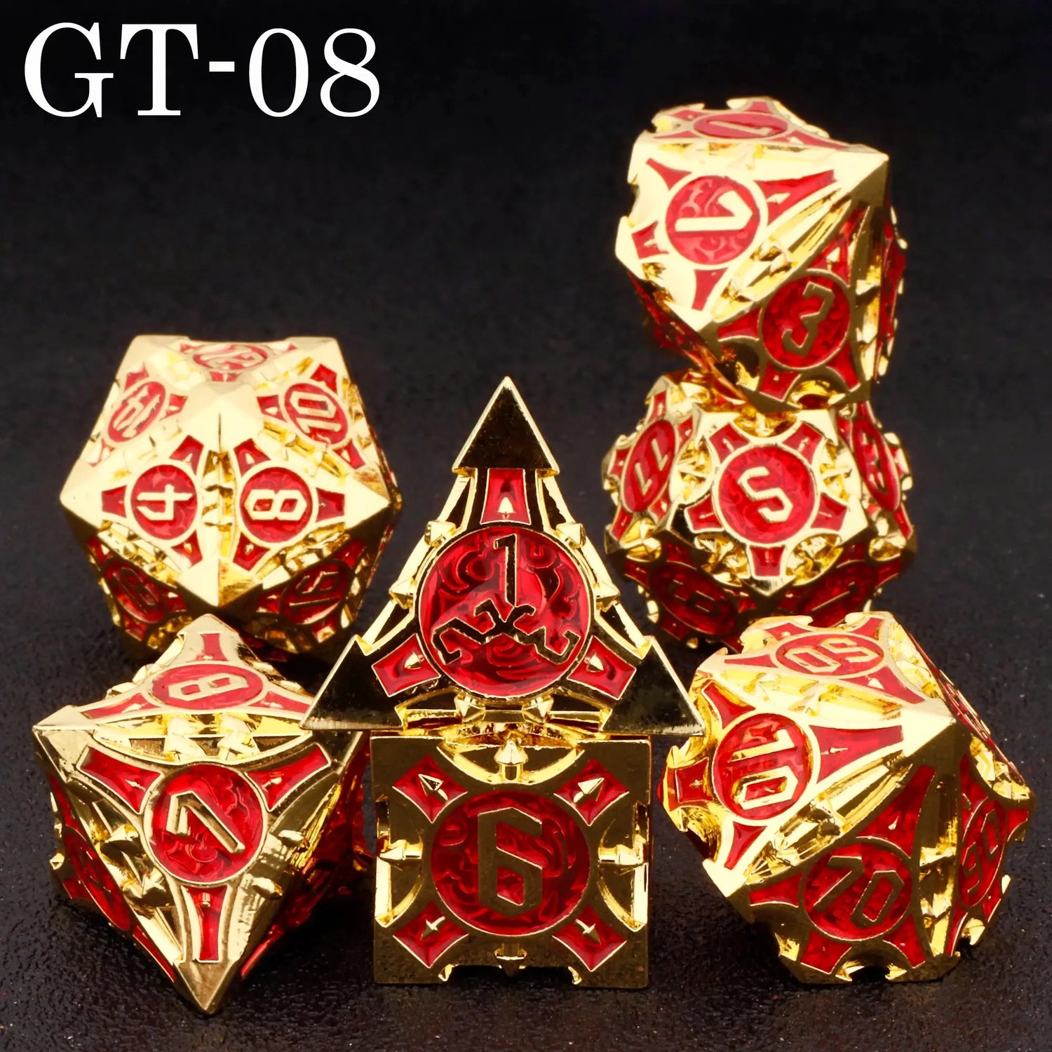 7-Piece Red Sharp Edge Metal Dice Set – Premium Polyhedral DND Dice for Dungeons & Dragons & RPG Tabletop Games Gamers Guild