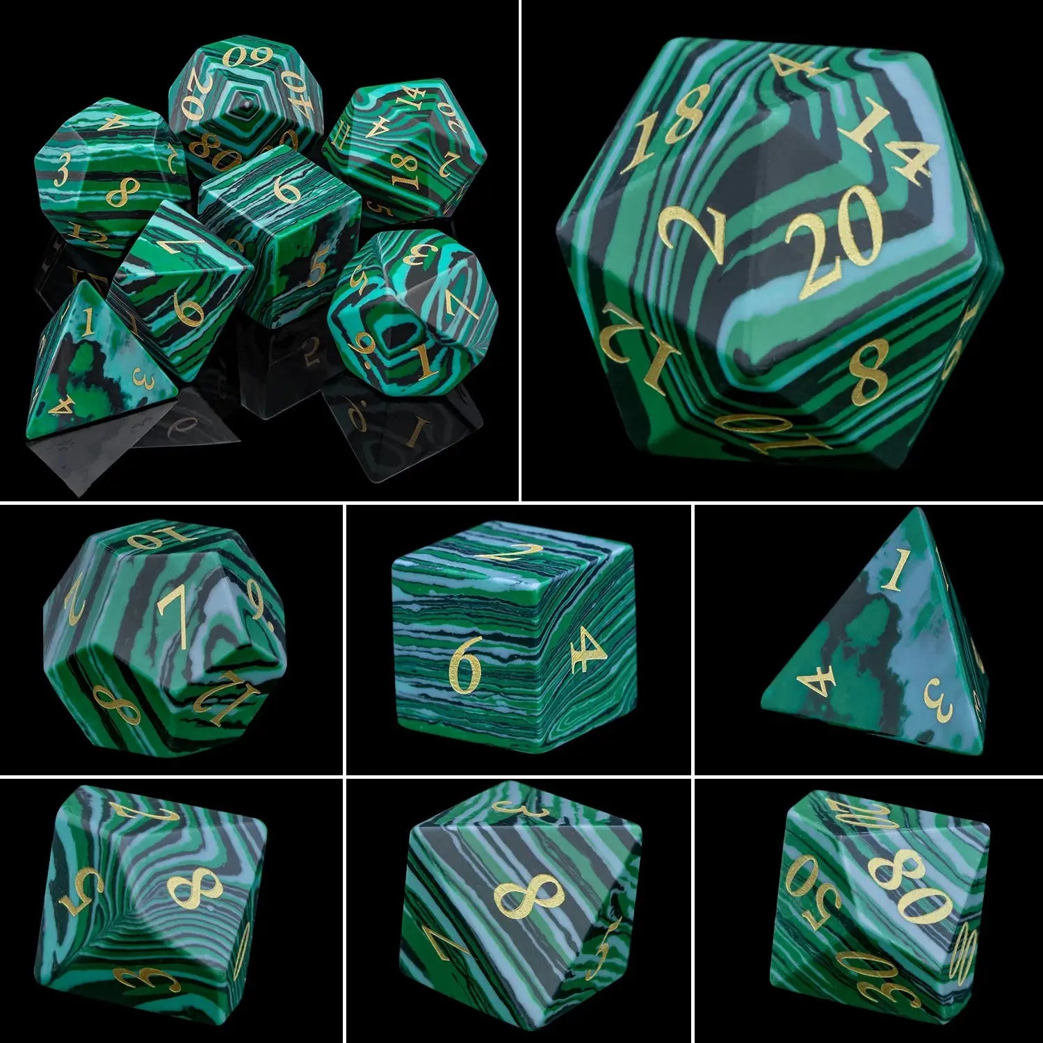 Purple Crystal Stone & Gem Dice Set – Sharp Edge Polyhedral Dice for D&D, Pathfinder & RPGs Gamers Guild