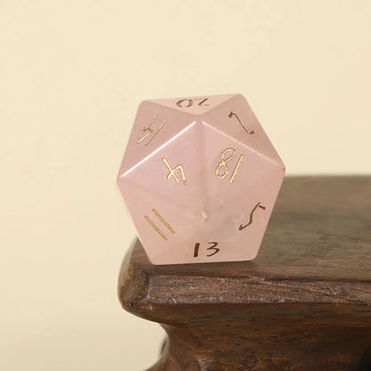 Crystal Quartz D20 – Handwritten Font Gemstone Dice for DND, Pathfinder & RPG Star Path Adventures Gamers Guild