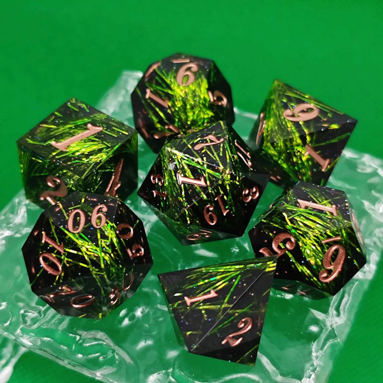 Green Resin Sharp Edge Dice Set – Handmade Polyhedral Dice for D&D, Pathfinder & RPGs Gamers Guild