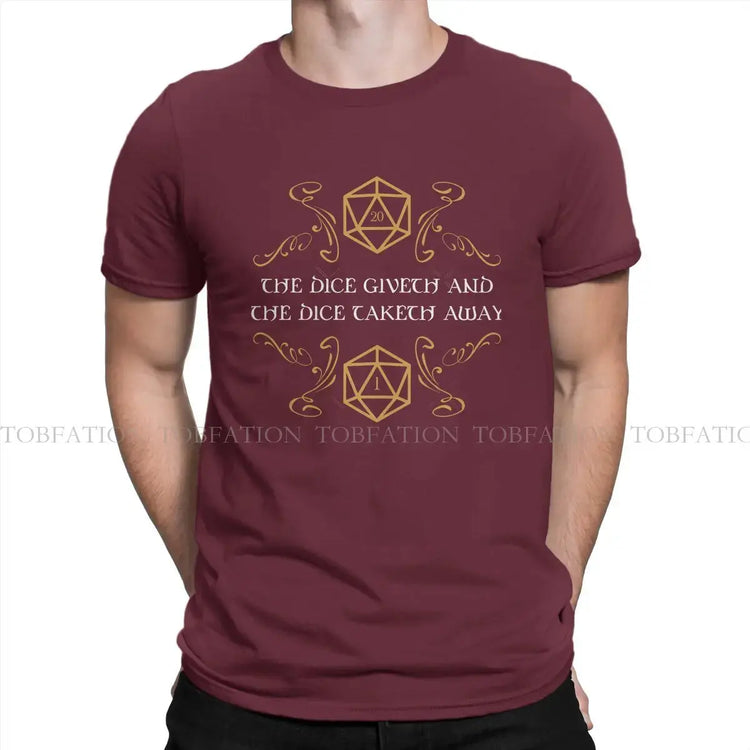 The Dice Giveth and Taketh Away T-Shirt – Funny DND Critical Fail Tee | Cotton Streetwear for Men (S–6XL) Gamers Guild