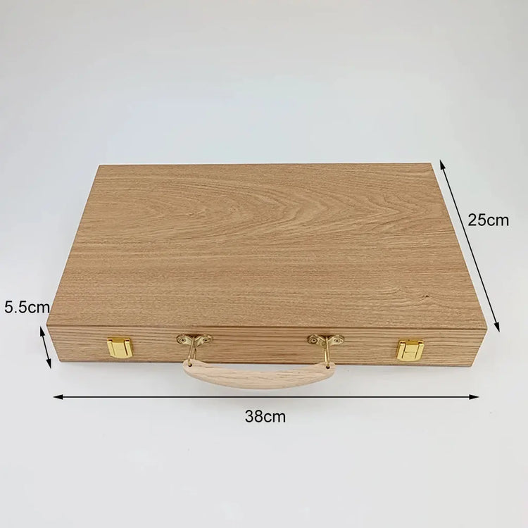 Classic Wooden Backgammon Set – 15-Inch Folding Strategy Board Game with Ash Wood Pieces & Accessories | Portable & Premium Gift Set Gamers Guild