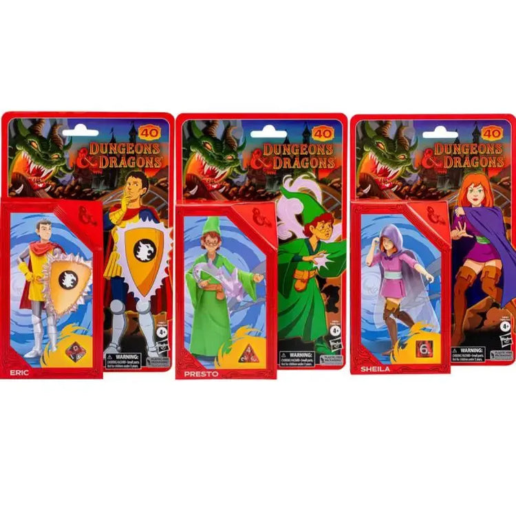 D&D Cartoon Classics Action Figures – Sheila, Eric & Presto 6-Inch Collectibles with Exclusive Dice by Hasbro Gamers Guild