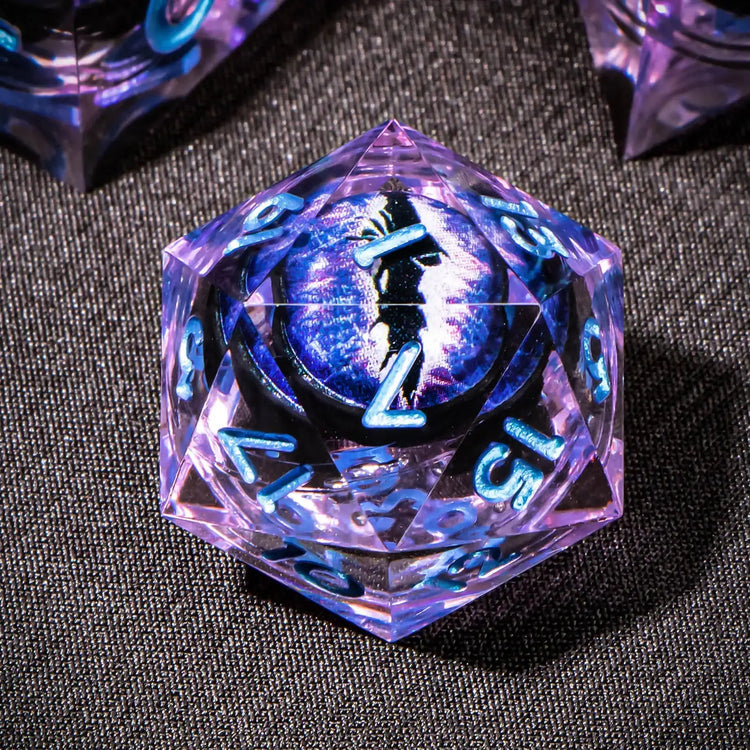 7-Piece Longan Eye Liquid Core Resin Dice Set – Sharp Edge Polyhedral Dice for Dungeons & Dragons, Pathfinder & RPG Tabletop Game Gamers Guild