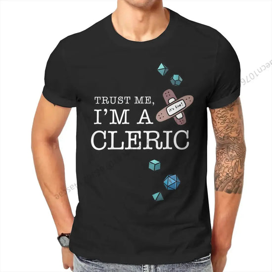 Trust Me, I’m a Cleric T-Shirt – Funny DND Cotton Tee for Men | RPG Healer Graphic Shirt Gamers Guild