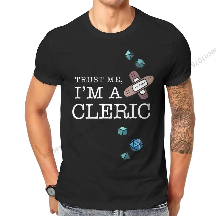 Trust Me, I’m a Cleric T-Shirt – Funny DND Cotton Tee for Men | RPG Healer Graphic Shirt Gamers Guild
