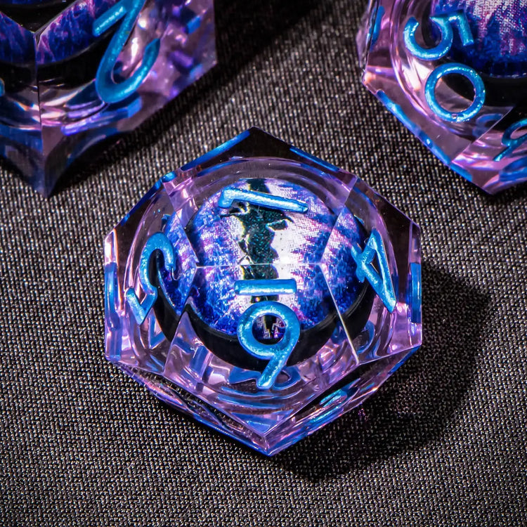 7-Piece Longan Eye Liquid Core Resin Dice Set – Sharp Edge Polyhedral Dice for Dungeons & Dragons, Pathfinder & RPG Tabletop Game Gamers Guild