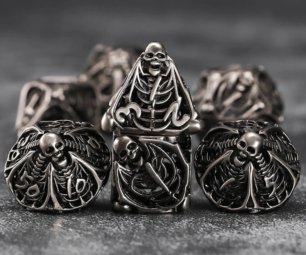 7-Piece Hollow Dragon Metal Dice Set – Intricately Carved Polyhedral Dice for D&D, Pathfinder & RPG Tabletop Games Gamers Guild