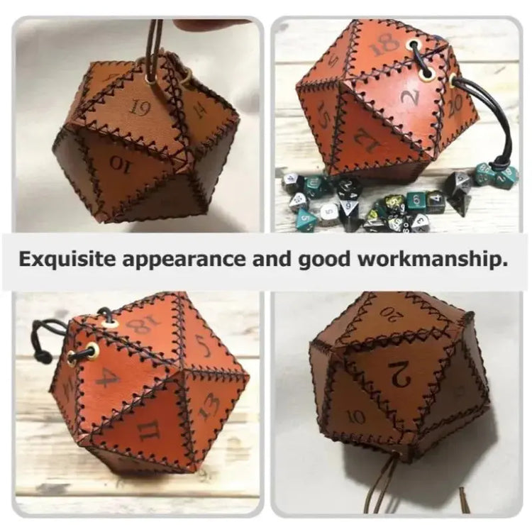 Leather D20 Dice Bag – Polyhedral Dice Pouch with Drawstring for DND, RPG & Board Game Storage Gamers Guild