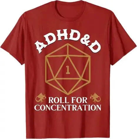 ADHD&D Roll for Concentration T-Shirt – Funny RPG Graphic Tee | Vintage Gamer Shirt for Men & Women Gamers Guild