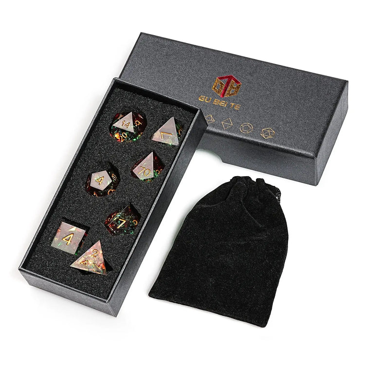 1–7 Piece Brown Field Green Pirate Ship Metal Dice Set – Sharp Edge Polyhedral Dice for Dungeons & Dragons, Pathfinder & RPG Tabletop Games Gamers Guild