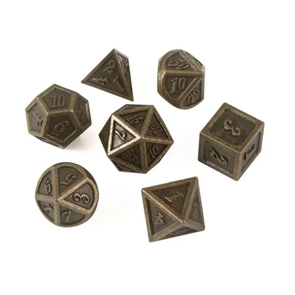 7-Piece Bronze Metal Polyhedral Dice Set – Durable RPG Dice for Dungeons & Dragons, MTG & Tabletop Games Gamers Guild