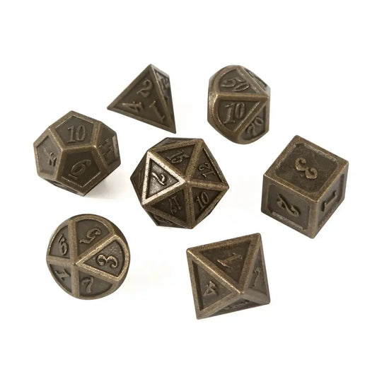 7-Piece Bronze Metal Polyhedral Dice Set – Durable RPG Dice for Dungeons & Dragons, MTG & Tabletop Games Gamers Guild