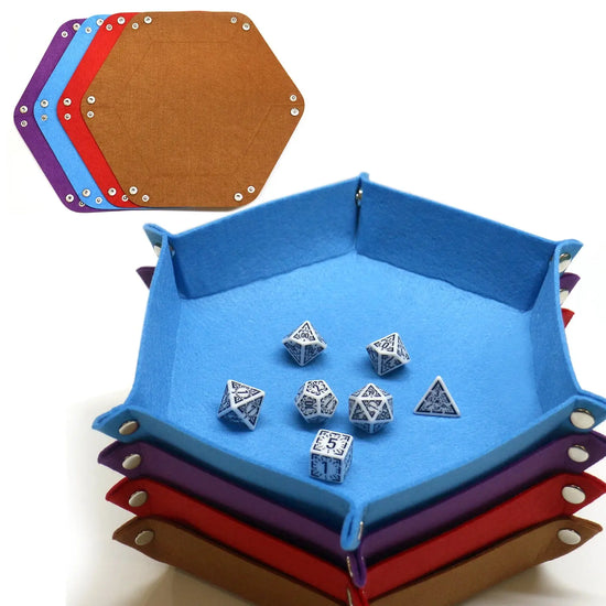 Foldable Hexagon Dice Tray – Felt Rolling Tray for DND, RPG & Tabletop Games Gamers Guild