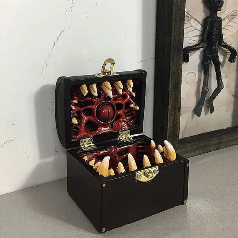 Legendary Mimic Dice Chest – Crimson Chaos Resin Storage Box for DND, Pathfinder & RPG Dice Sets Gamers Guild
