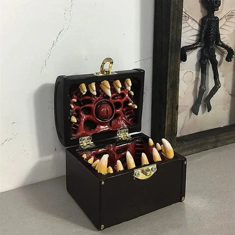 Legendary Mimic Dice Chest – Crimson Chaos Resin Storage Box for DND, Pathfinder & RPG Dice Sets Gamers Guild