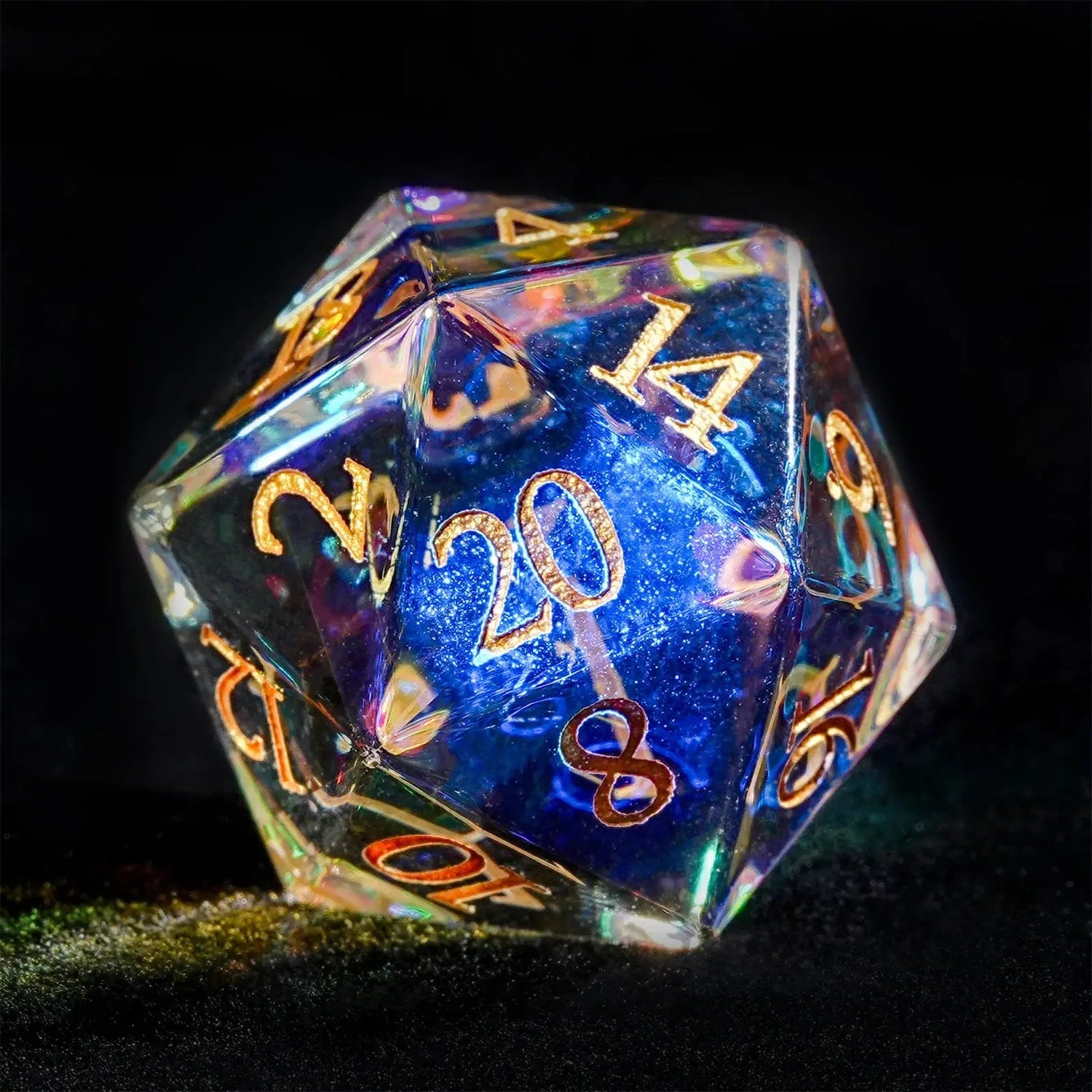 Colorful Gemstone Pirate Dice Set – 7pc Resin Polyhedral Dice with Golden Script for DND, RPG & Tabletop Campaigns Gamers Guild