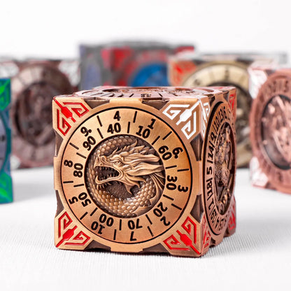 Dragon-Themed Metal Gyro D6 Dice – Rotatable Six-Sided RPG Dice with Box for D&D & Tabletop Games Gamers Guild