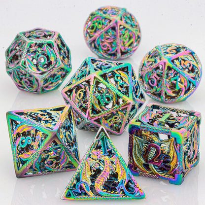 7-Piece Hollow Dragon Metal Dice Set – Intricately Carved Polyhedral Dice for Dungeons & Dragons, Pathfinder & RPG Tabletop Games Gamers Guild