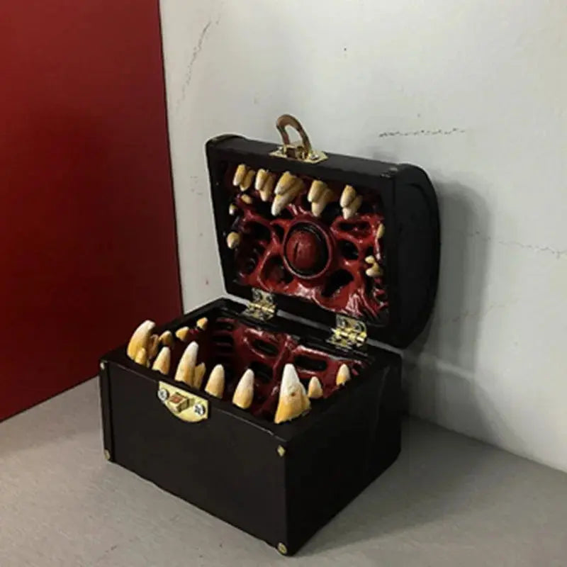 Legendary Mimic Dice Chest – Crimson Chaos Resin Storage Box for DND, Pathfinder & RPG Dice Sets Gamers Guild