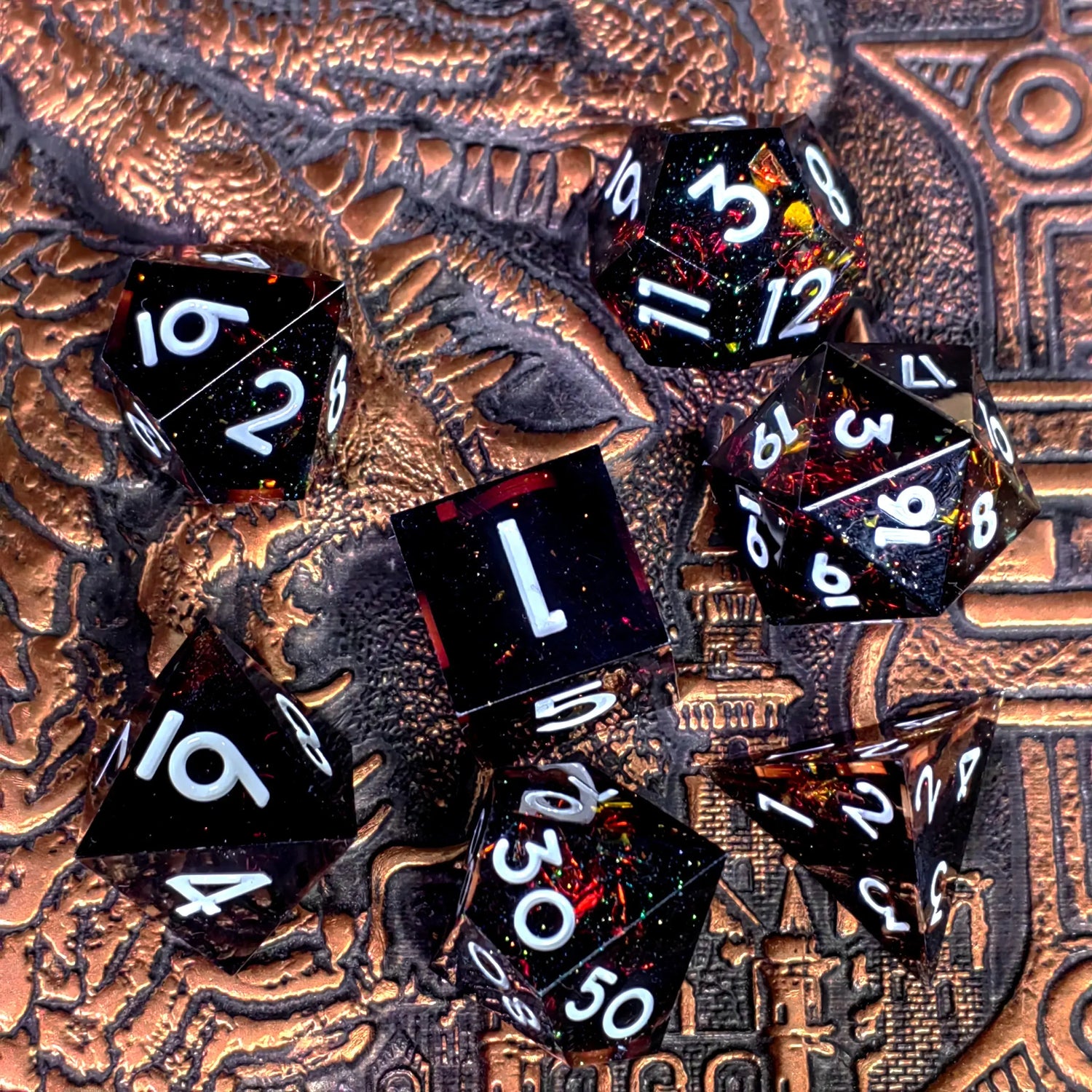 7-Piece Light Blue Resin Polyhedral Dice Set – Gold Numbered DND Dice for RPG & Tabletop Games Gamers Guild