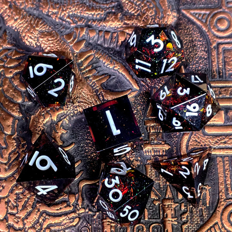 7-Piece Light Blue Resin Polyhedral Dice Set – Gold Numbered DND Dice for RPG & Tabletop Games Gamers Guild